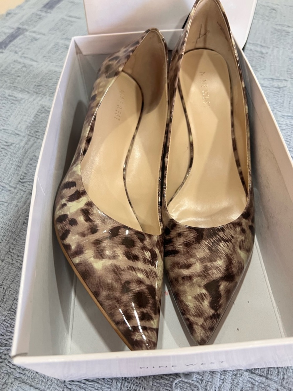 Nine West Leopard-Print Pointed Toe Pumps - Brown/Tan